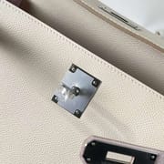 KELLY EPSOM CK10 CREAMY WHITE & 09 LIGHT PURPLE PINK & CK37 GOLDEN BROWN SILVER HARDWARE PHW 28CM FULL HANDMADE