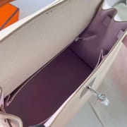 KELLY EPSOM CK10 CREAMY WHITE & 09 LIGHT PURPLE PINK & CK37 GOLDEN BROWN SILVER HARDWARE PHW 28CM FULL HANDMADE