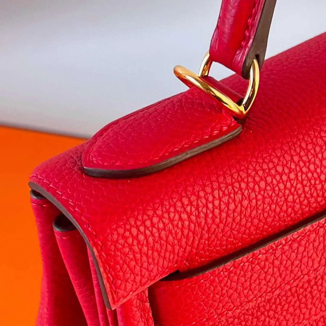 KELLY TOGO S3 BRIGHT RED GOLD HARDWARE GHW 28CM FULL HANDMADE