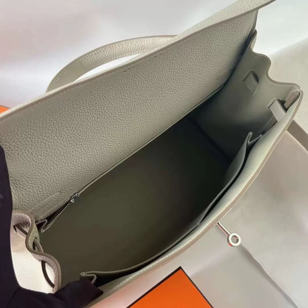 KELLY TOGO CK80 PEARLY GREY SILVER HARDWARE 35CM FULL HANDMADE PHW
