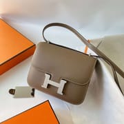 CONSTANCE EPSOM CK18 ETOUPE GREY SILVER HARDWARE 18CM FULL HANDMADE PHW