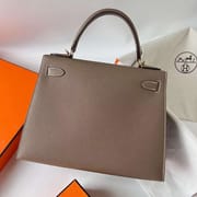 KELLY EPSOM CK18 ETOUPE GREY GOLD HARDWARE GHW 28CM FULL HANDMADE