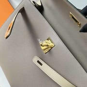 KELLY EPSOM M8 ASPHALT GREY & S2 LIGHT KHAKI GOLD HARDWARE 32CM FULL HANDMADE GHW