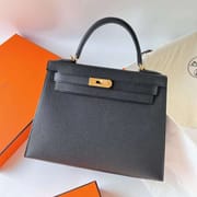 KELLY EPSOM CK89 BLACK NOIR GOLD HARDWARE GHW 28CM FULL HANDMADE