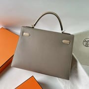 KELLY EPSOM M8 ASPHALT GREY & S2 LIGHT KHAKI GOLD HARDWARE 32CM FULL HANDMADE GHW