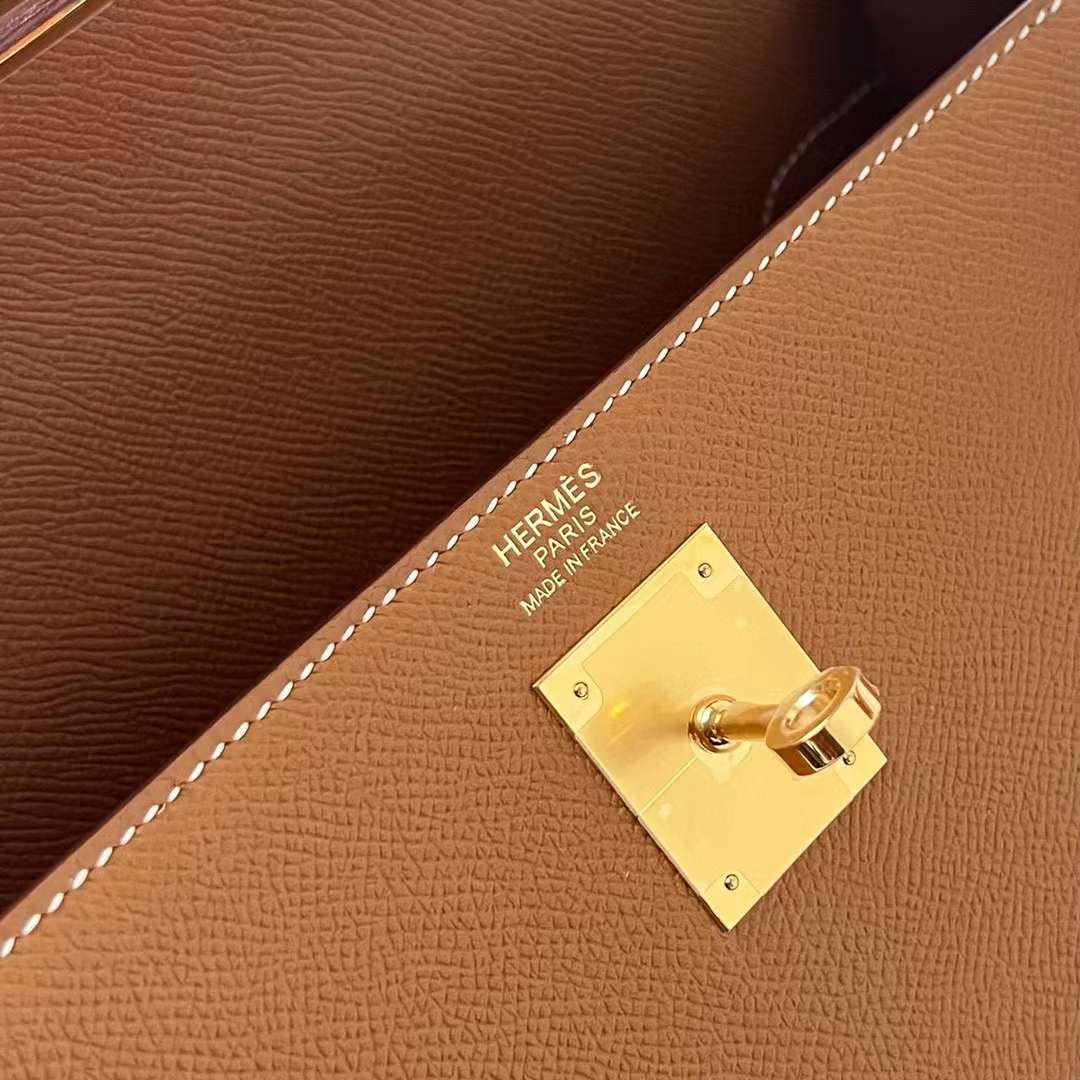 KELLY EPSOM CK37 GOLDEN BROWN GOLD HARDWARE GHW 32CM FULL HANDMADE