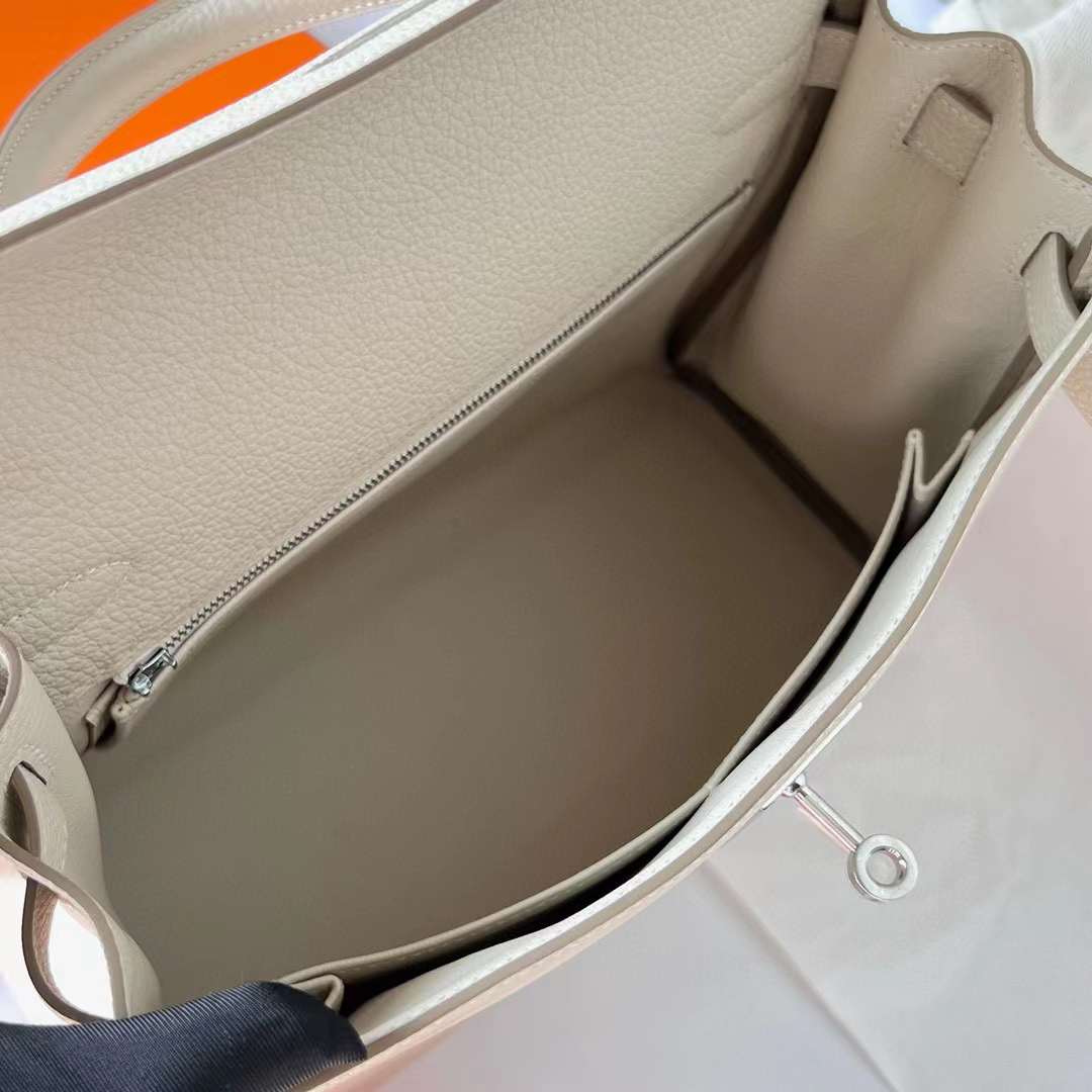 KELLY TOGO CK10 CREAMY WHITE SILVER HARDWARE PHW 28CM FULL HANDMADE