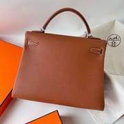 KELLY TOGO CK37 GOLDEN BROWN SILVER HARDWARE PHW 32CM FULL HANDMADE