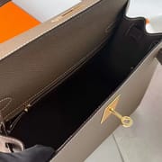 KELLY EPSOM CK18 ETOUPE GREY GOLD HARDWARE GHW 28CM FULL HANDMADE
