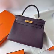 KELLY TOGO CK59 GRAPE PURPLE GOLD HARDWARE GHW 28CM FULL HANDMADE