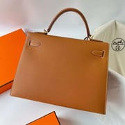 KELLY EPSOM CK37 GOLDEN BROWN GOLD HARDWARE GHW 32CM FULL HANDMADE