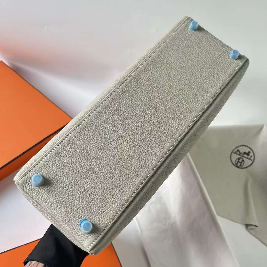 KELLY TOGO CK80 PEARLY GREY SILVER HARDWARE 35CM FULL HANDMADE PHW