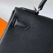 KELLY TOGO CK89 BLACK SILVER HARDWARE PHW 28CM FULL HANDMADE