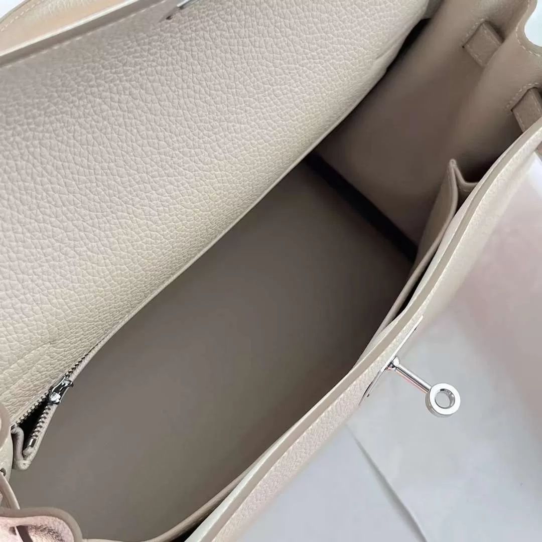 KELLY TOGO CK10 CREAMY WHITE SILVER HARDWARE PHW 32CM FULL HANDMADE
