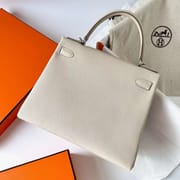 KELLY TOGO CK10 CREAMY WHITE SILVER HARDWARE PHW 28CM FULL HANDMADE