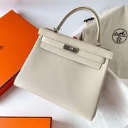 KELLY TOGO CK10 CREAMY WHITE SILVER HARDWARE PHW 28CM FULL HANDMADE