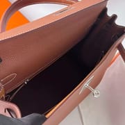 KELLY TOGO CK37 GOLDEN BROWN SILVER HARDWARE PHW 32CM FULL HANDMADE