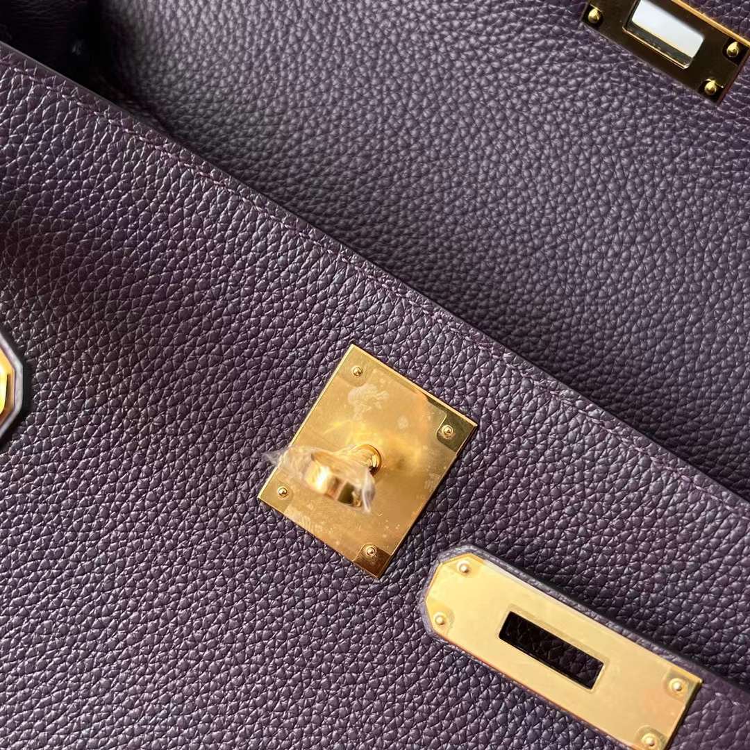 KELLY TOGO CK59 GRAPE PURPLE GOLD HARDWARE GHW 28CM FULL HANDMADE