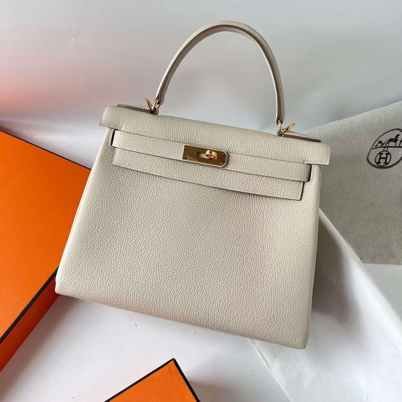 KELLY TOGO CK10 CREAMY WHITE GOLD HARDWARE GHW 28CM FULL HANDMADE
