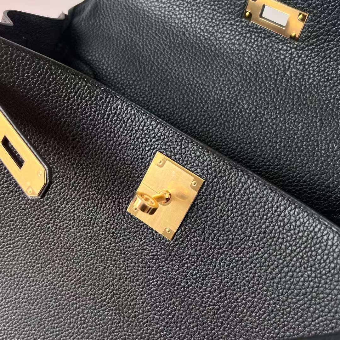 KELLY TOGO CK89 BLACK GOLD HARDWARE GHW 28CM FULL HANDMADE