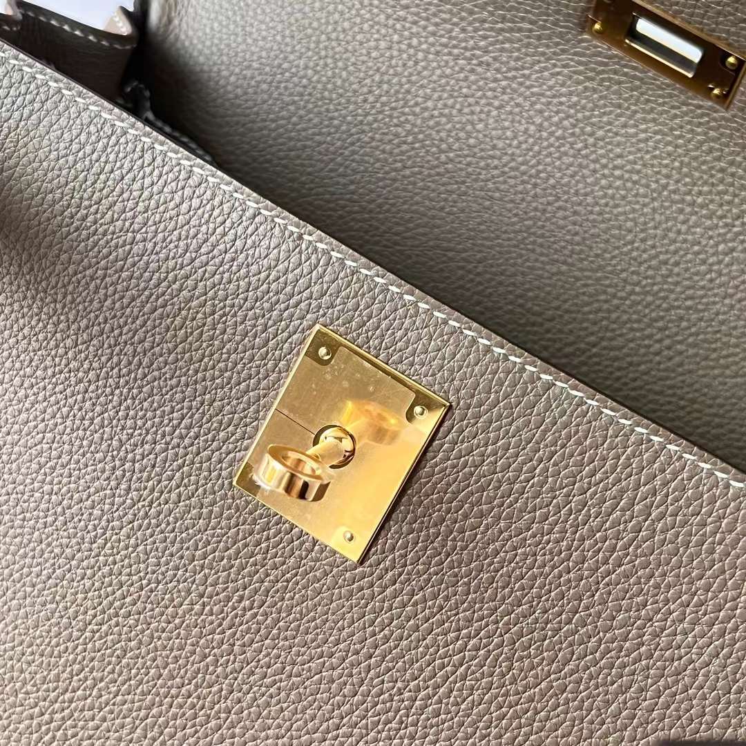 KELLY TOGO CK18 ETOUPE GREY GOLD HARDWARE GHW 28CM FULL HANDMADE