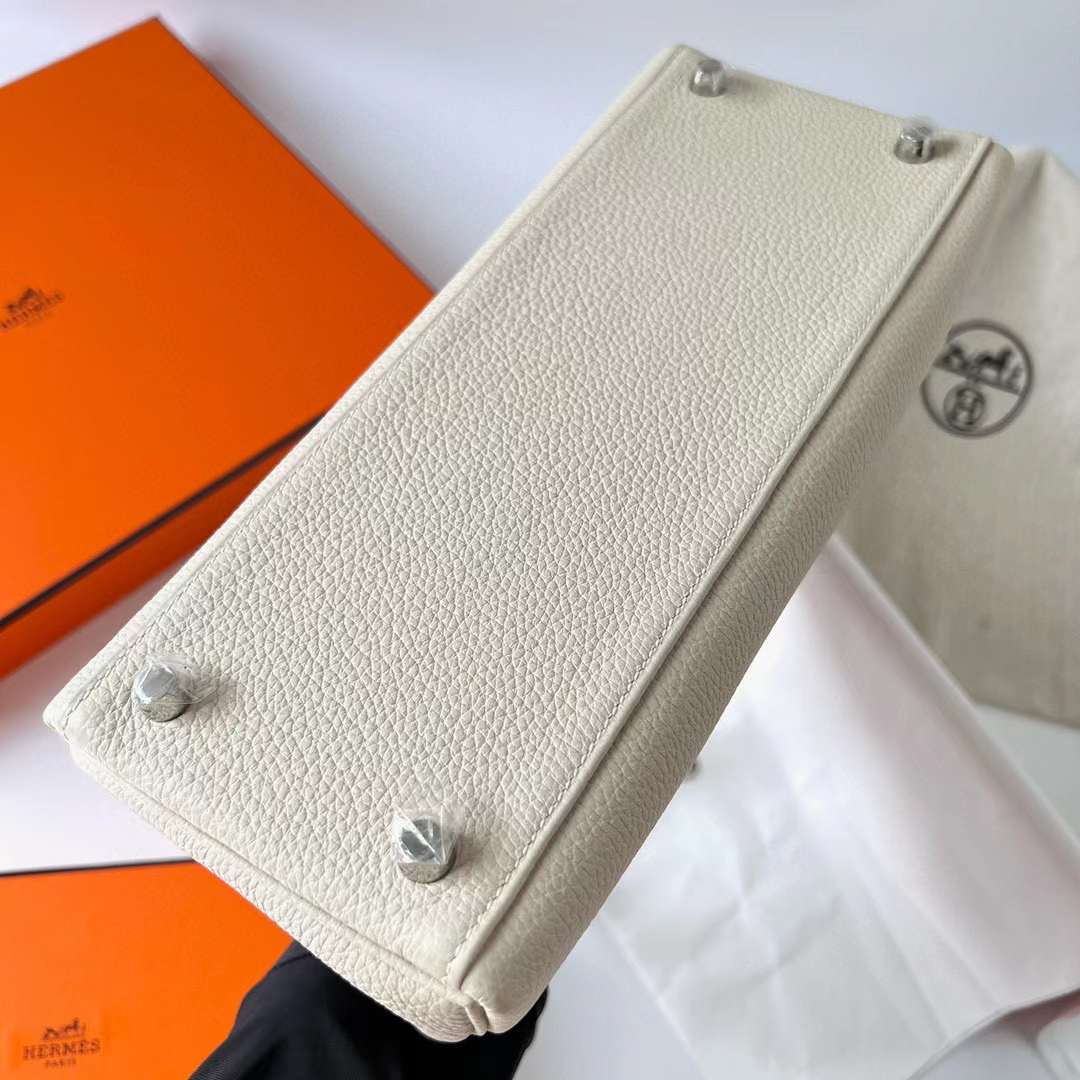 KELLY TOGO CK10 CREAMY WHITE SILVER HARDWARE PHW 28CM FULL HANDMADE