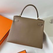 KELLY TOGO CK18 ETOUPE GREY GOLD HARDWARE GHW 28CM FULL HANDMADE