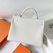 KELLY TOGO 01 PURE WHITE SILVER HARDWARE 35CM FULL HANDMADE PHW