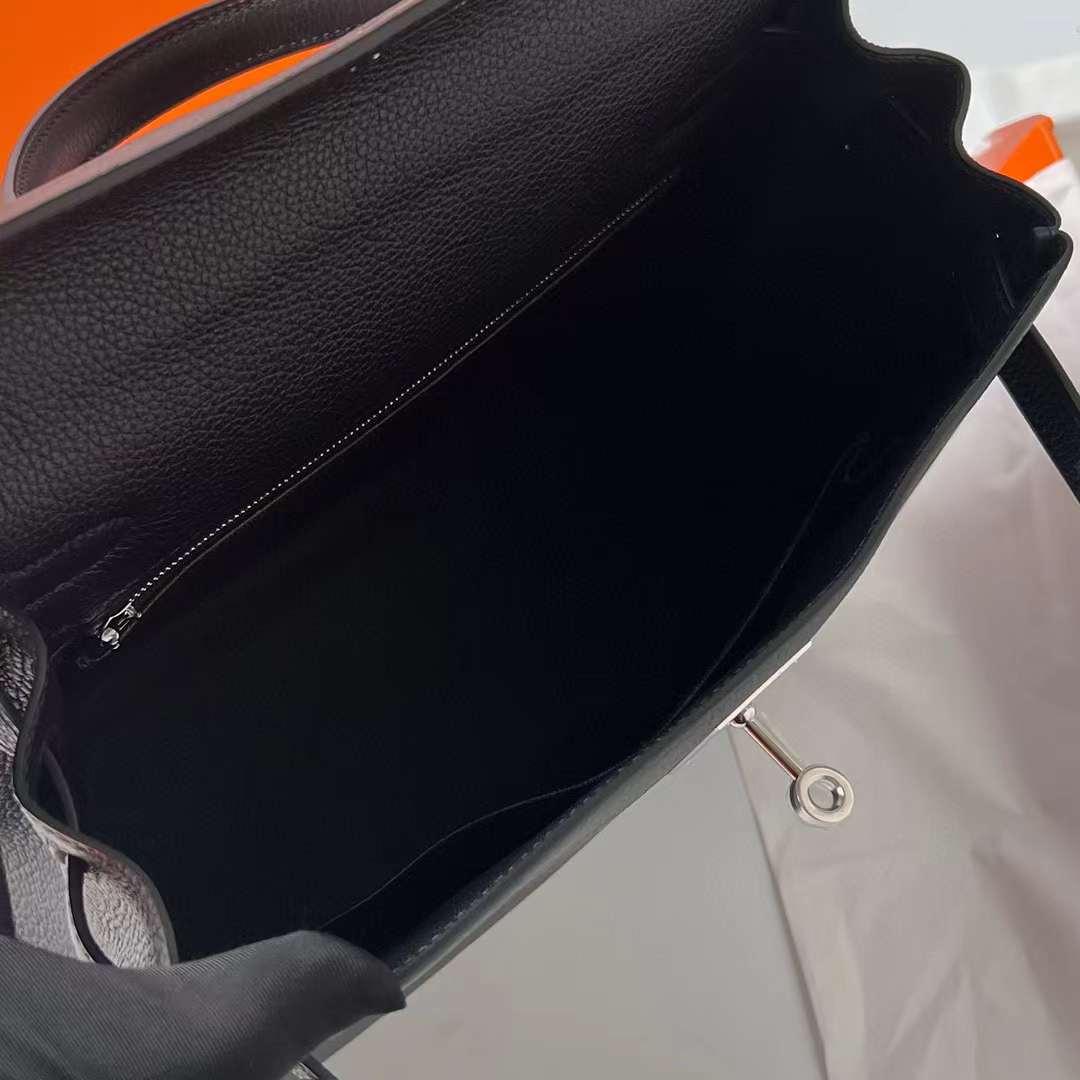 KELLY TOGO CK89 BLACK SILVER HARDWARE PHW 28CM FULL HANDMADE