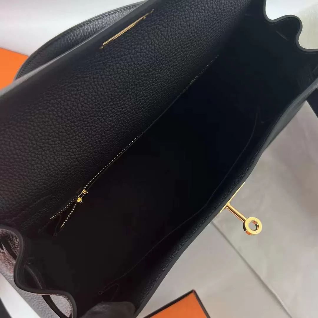 KELLY TOGO CK89 BLACK GOLD HARDWARE GHW 28CM FULL HANDMADE