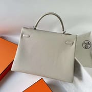 KELLY TOGO CK80 PEARLY GREY SILVER HARDWARE 35CM FULL HANDMADE PHW