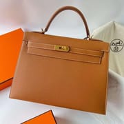 KELLY EPSOM CK37 GOLDEN BROWN GOLD HARDWARE GHW 32CM FULL HANDMADE