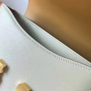 CONSTANCE MIRROR STYLE CHEVER 0T MUSHROOM WHITE & 4B KHAKI GOLD HARDWARE GHW 18CM FULL HANDMADE
