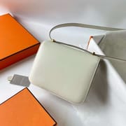 CONSTANCE MIRROR STYLE CHEVER 0T MUSHROOM WHITE & 4B KHAKI GOLD HARDWARE GHW 18CM FULL HANDMADE