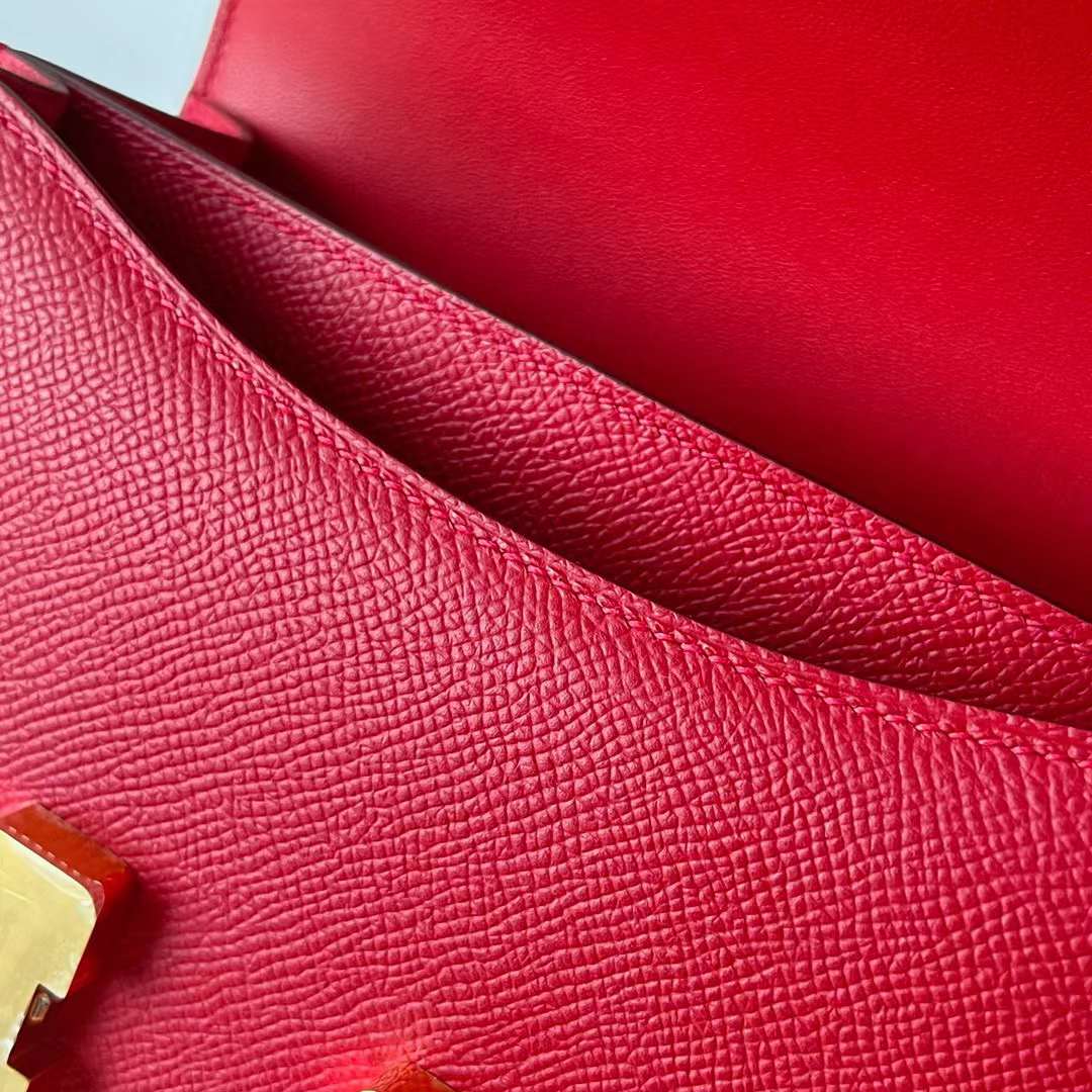 CONSTANCE EPSOM Q5 BRIGHT RED GOLD HARDWARE GHW 18CM FULL HANDMADE