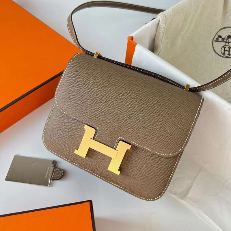 Constance 18cm Epsom Ck18 Etoupe Grey Gold Hardware Ghw Full Handmade
