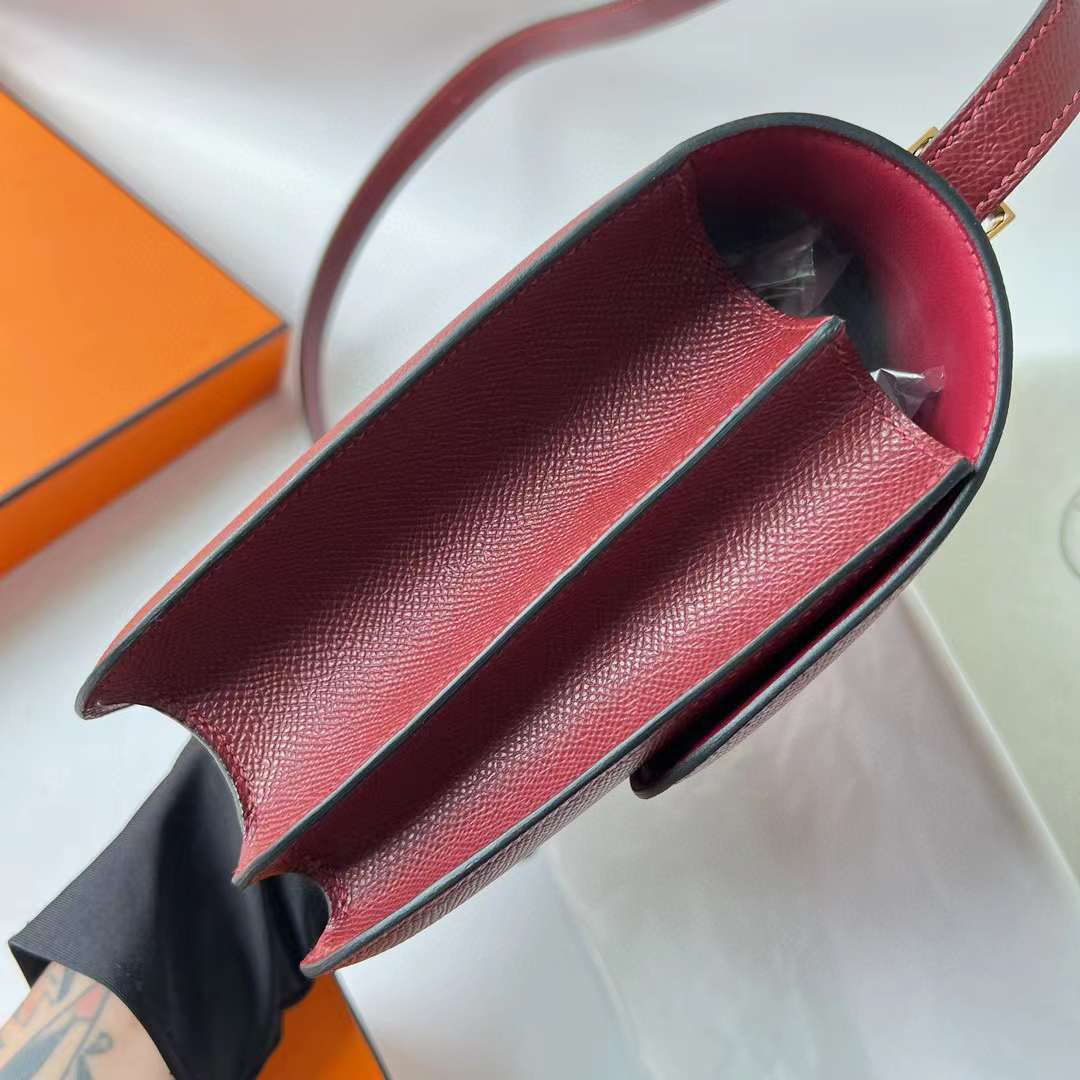 CONSTANCE EPSOM CK55 BROWNISH RED GOLD HARDWARE GHW 24CM FULL HANDMADE