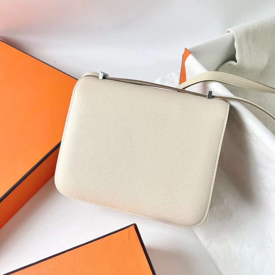 CONSTANCE EPSOM CK10 CREAMY WHITE SILVER HARDWARE PHW 18CM FULL HANDMADE