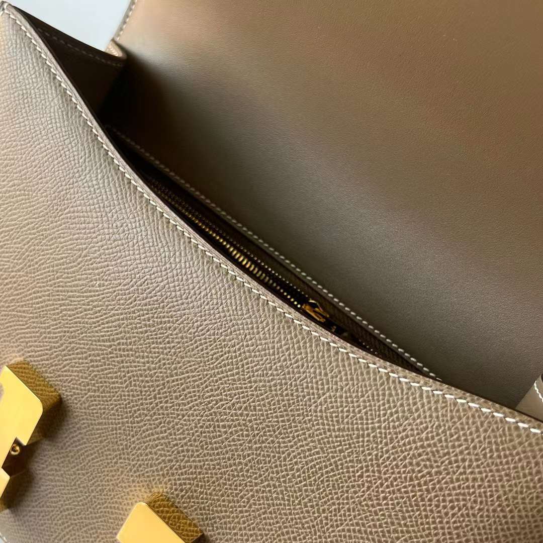 CONSTANCE 24CM EPSOM CK18 ETOUPE GREY GOLD HARDWARE FULL HANDMADE GHW