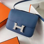 CONSTANCE EPSOM 7R DEEP BLUE SILVER HARDWARE PHW 18CM FULL HANDMADE