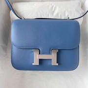 CONSTANCE EPSOM 7R DEEP BLUE SILVER HARDWARE PHW 18CM FULL HANDMADE