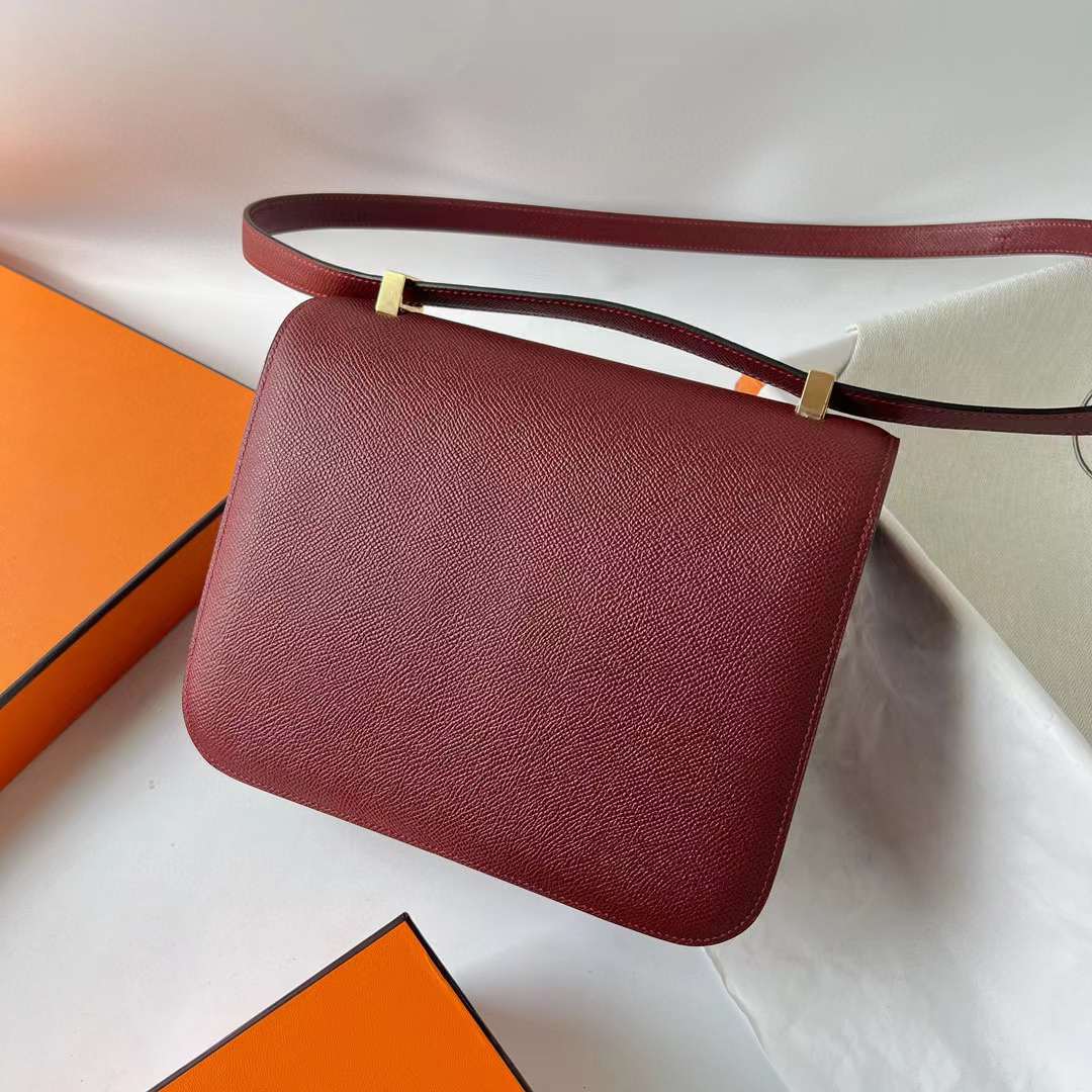 CONSTANCE EPSOM CK55 BROWNISH RED GOLD HARDWARE GHW 24CM FULL HANDMADE
