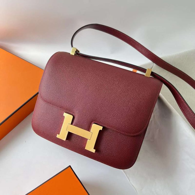 CONSTANCE EPSOM CK55 BROWNISH RED GOLD HARDWARE GHW 24CM FULL HANDMADE