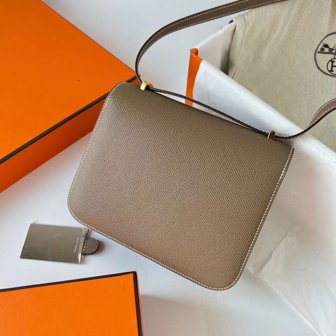 CONSTANCE EPSOM CK18 ETOUPE GREY GOLD HARDWARE GHW 19CM FULL HANDMADE