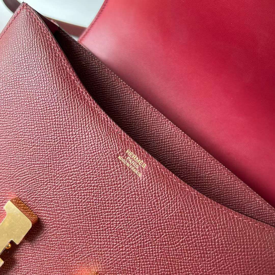 CONSTANCE EPSOM CK55 BROWNISH RED GOLD HARDWARE GHW 24CM FULL HANDMADE