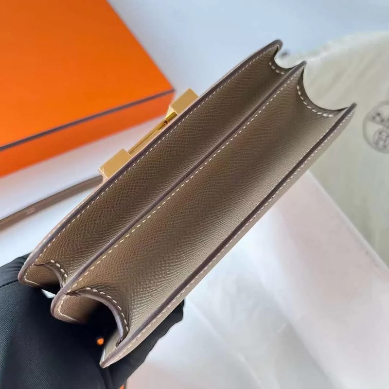 CONSTANCE EPSOM CK18 ETOUPE GREY GOLD HARDWARE GHW 19CM FULL HANDMADE