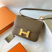 CONSTANCE 24CM EPSOM CK18 ETOUPE GREY GOLD HARDWARE FULL HANDMADE GHW