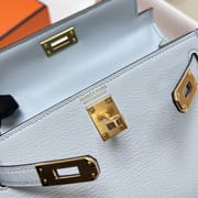 MINI KELLY CHEVRE T0 LIGHT BLUE GOLD HARDWARE GHW 19CM FULL HANDMADE