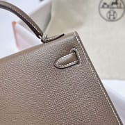 MINI KELLY EPSOM CK18 ETOUPE GREY SILVER HARDWARE PHW 19CM FULL HANDMADE