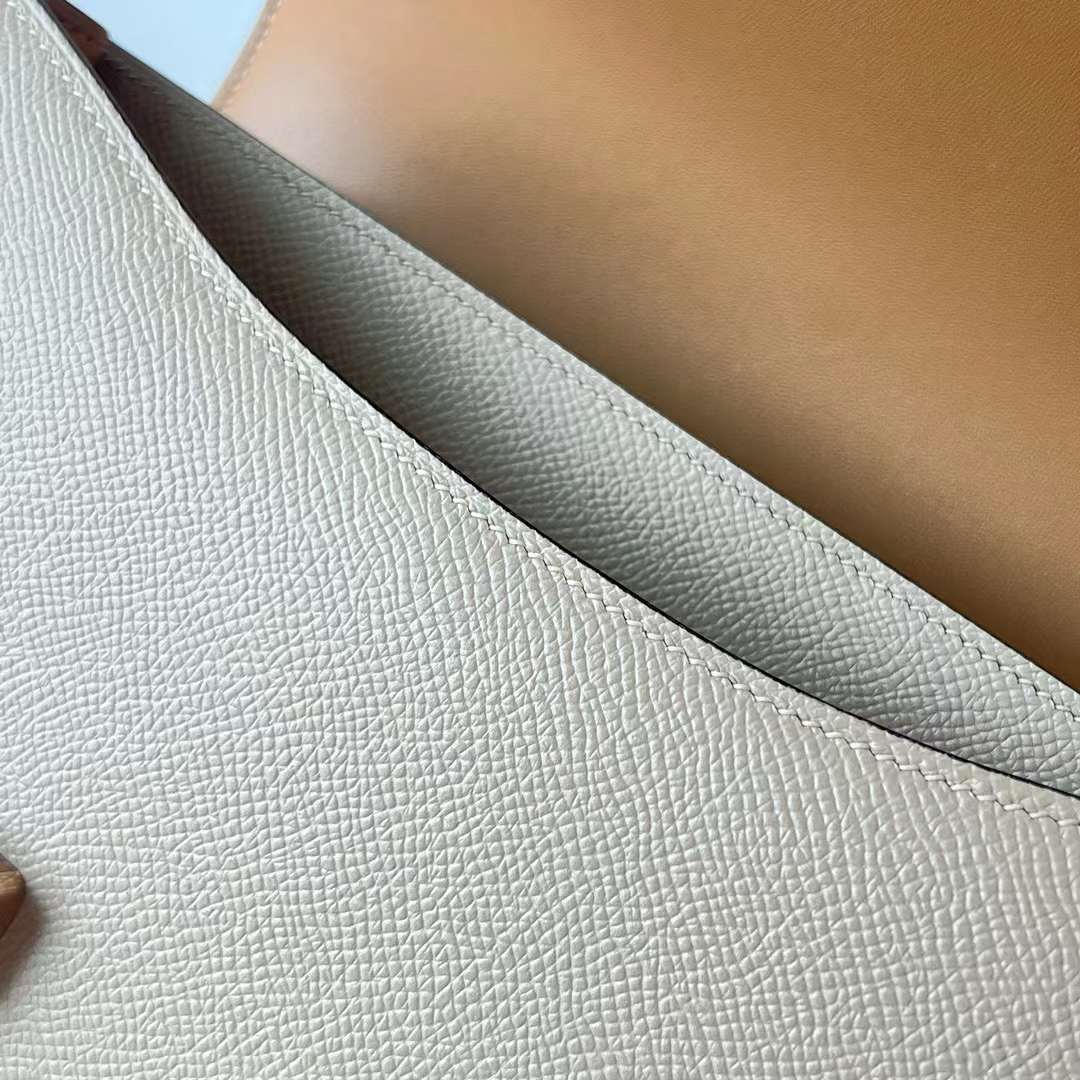 CONSTANCE EPSOM S3 LIGHT KHAKI & APRICOT ROSE GOLD HARDWARE RGHW 24CM FULL HANDMADE